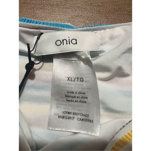 Onia Multicolored Seersucker Lilly Swimsuit Bottoms Woman’s Size XL MSRP-$95 NEW - Picture 6 of 9